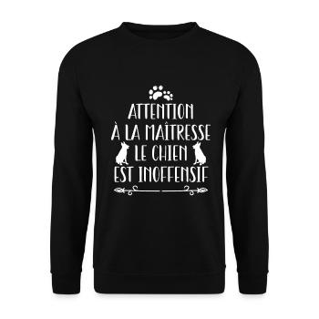attention à la maîtresse le chien est inoffensif - Sweat-shirt Unisexe - noir - Devant - Alina (178cm) & Michal (187cm)