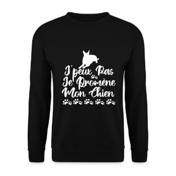 j'peux pas je promène mon chien - Sweat-shirt Unisexe - noir - Devant - Alina (178cm) & Michal (187cm)