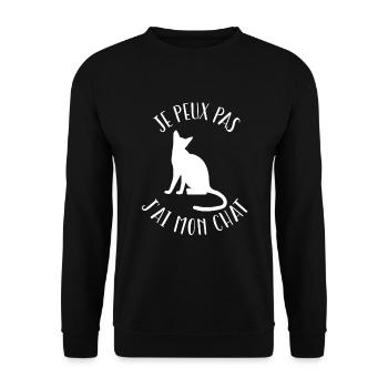 J'Peux Pas J'ai Mon Chat - Sweat-shirt Unisexe - noir - Devant - Alina (178cm) & Michal (187cm)