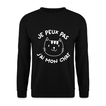 Je peux pas j'ai mon chat - Sweat-shirt Unisexe - noir - Devant - Alina (178cm) & Michal (187cm)