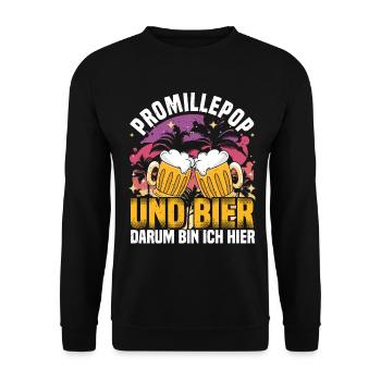 Promillepop Malle Party auf Mallorca - Unisex Pullover - Schwarz - Vorne - Alina (178cm) & Michal (187cm)