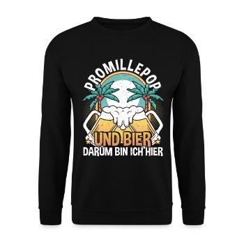 Promillepop Malle Party auf Mallorca - Unisex Pullover - Schwarz - Vorne - Alina (178cm) & Michal (187cm)