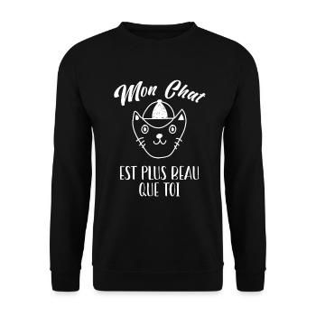 Mon Chat Est Plus Beau Que Toi - Sweat-shirt Unisexe - noir - Devant - Alina (178cm) & Michal (187cm)