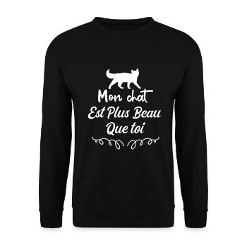 Mon Chat Est Plus Beau Que Toi - Sweat-shirt Unisexe - noir - Devant - Alina (178cm) & Michal (187cm)