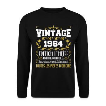 vintage 1964 | Toutes Les Pièces D'origine - Sweat-shirt Unisexe - noir - Devant - Alina (178cm) & Michal (187cm)