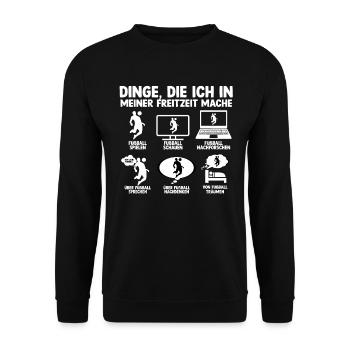 Junge Fußball Fußballfan die ich meiner Freizeit - Unisex Pullover - Schwarz - Vorne - Alina (178cm) & Michal (187cm)
