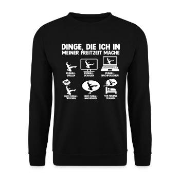 Junge Fußball Fußballfan die ich meiner Freizeit - Unisex Pullover - Schwarz - Vorne - Alina (178cm) & Michal (187cm)
