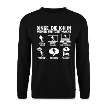 Junge Fußball Fußballfan die ich meiner Freizeit - Unisex Pullover - Schwarz - Vorne - Alina (178cm) & Michal (187cm)
