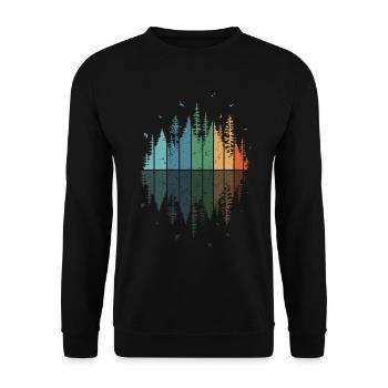 Retro Wald Outdoor Wandern Natur - Unisex Pullover - Schwarz - Vorne - Alina (178cm) & Michal (187cm)