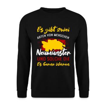Es Gibt Zwei Arten Von Menschen Neumünster - Unisex Pullover - Schwarz - Vorne - Alina (178cm) & Michal (187cm)