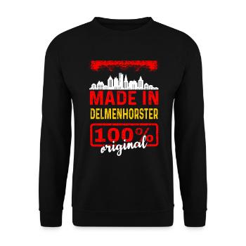 Delmenhorst Delmenhorster Geschenk - Unisex Pullover - Schwarz - Vorne - Alina (178cm) & Michal (187cm)