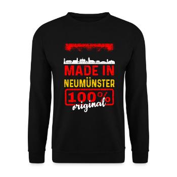 Neumünster Geschenk - Unisex Pullover - Schwarz - Vorne - Alina (178cm) & Michal (187cm)