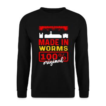 Worms Wormser Geschenk - Unisex Pullover - Schwarz - Vorne - Alina (178cm) & Michal (187cm)