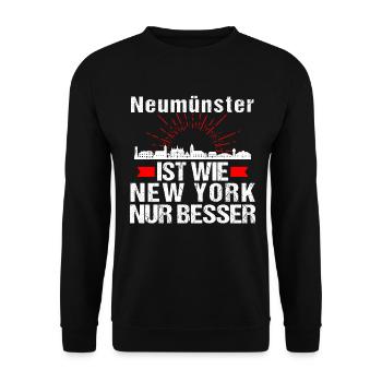 Neumünster Ist Wie New York Nur Besser - Unisex Pullover - Schwarz - Vorne - Alina (178cm) & Michal (187cm)