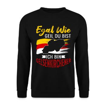 Egal Wie Geil Du Bist Ich Bin Gelsenkirchener - Unisex Pullover - Schwarz - Vorne - Alina (178cm) & Michal (187cm)