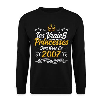 Les Vraies Princesses Sont Nées En 2007 - Sweat-shirt Unisexe - noir - Devant - Alina (178cm) & Michal (187cm)