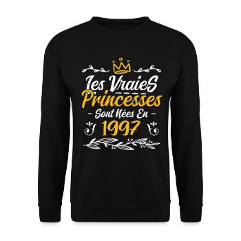 Les Vraies Princesses Sont Nées En 1997 - Sweat-shirt Unisexe - noir - Devant - Alina (178cm) & Michal (187cm)