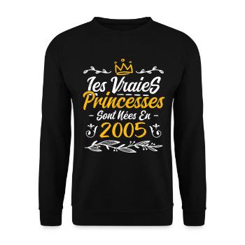 Les Vraies Princesses Sont Nées En 2005 - Sweat-shirt Unisexe - noir - Devant - Alina (178cm) & Michal (187cm)