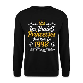Les Vraies Princesses Sont Nées En 1998 - Sweat-shirt Unisexe - noir - Devant - Alina (178cm) & Michal (187cm)