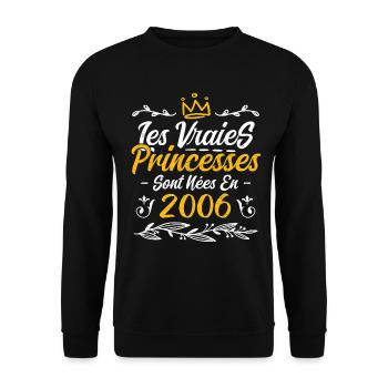 Les Vraies Princesses Sont Nées En 2006 - Sweat-shirt Unisexe - noir - Devant - Alina (178cm) & Michal (187cm)