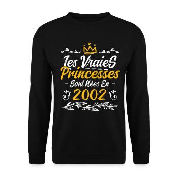 Les Vraies Princesses Sont Nées En 2002 - Sweat-shirt Unisexe - noir - Devant - Alina (178cm) & Michal (187cm)