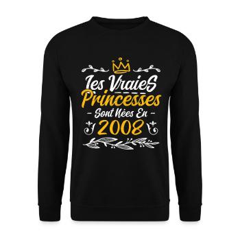 Les Vraies Princesses Sont Nées En 2008 - Sweat-shirt Unisexe - noir - Devant - Alina (178cm) & Michal (187cm)