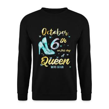 6. Oktober - Unisex Pullover - Schwarz - Vorne - Alina (178cm) & Michal (187cm)