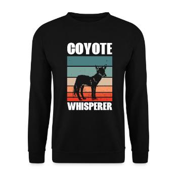 Kojotenflüsterer Kojotenjagd Kojote Geschenk - Unisex Pullover - Schwarz - Vorne - Alina (178cm) & Michal (187cm)