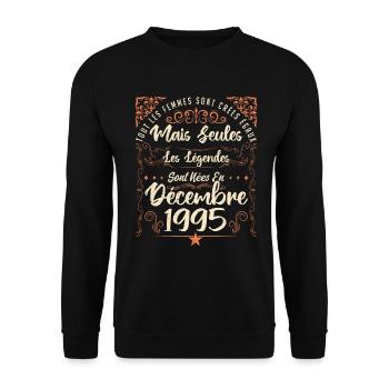 Légendes Sont Nées En Décembre 1995 édition limité - Sweat-shirt Unisexe - noir - Devant - Alina (178cm) & Michal (187cm)