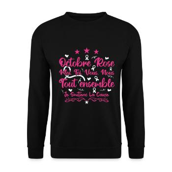 Octobre Rose , Tout Ensemble Je Soutiens La cause - Sweat-shirt Unisexe - noir - Devant - Alina (178cm) & Michal (187cm)