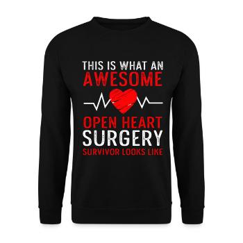 Open Heart Surgery Gift - Unisex Sweatshirt - black - Front - Alina (178cm) & Michal (187cm)