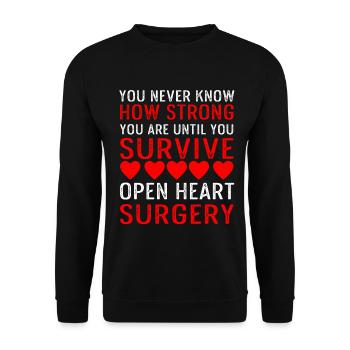 Open Heart Surgery Gift - Unisex Sweatshirt - black - Front - Alina (178cm) & Michal (187cm)