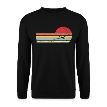 Sonne und Retro Lines - Segelflugzeug - - Unisex Pullover - Schwarz - Vorne - Alina (178cm) & Michal (187cm)