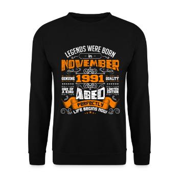Legends wurden im November 1991 zum Geburtstag geboren - Unisex Pullover - Schwarz - Vorne - Alina (178cm) & Michal (187cm)
