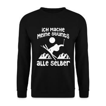 Ski Sking Snowboard Wintersport Skifahrer - Unisex Pullover - Schwarz - Vorne - Alina (178cm) & Michal (187cm)