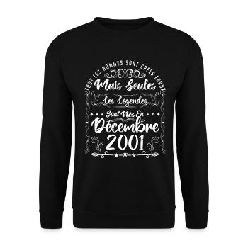 Les Légendes Sont Nés En Décembre 2001 - Sweat-shirt Unisexe - noir - Devant - Alina (178cm) & Michal (187cm)