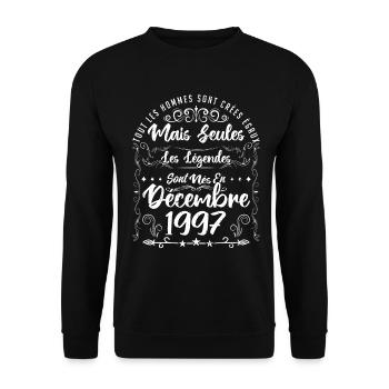 Les Légendes Sont Nés En Décembre 1997 - Sweat-shirt Unisexe - noir - Devant - Alina (178cm) & Michal (187cm)