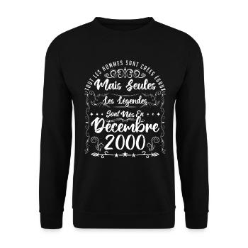 Les Légendes Sont Nés En Décembre 2000 - Sweat-shirt Unisexe - noir - Devant - Alina (178cm) & Michal (187cm)