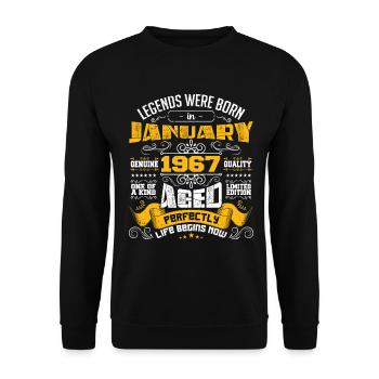 Legends wurde im Januar 1967 geboren - Unisex Pullover - Schwarz - Vorne - Alina (178cm) & Michal (187cm)