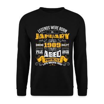 Legends were born in January 1989 - Unisex Sweatshirt - black - Front - Alina (178cm) & Michal (187cm)