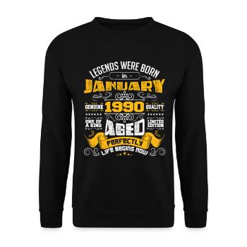 Legends were born in January 1990 - Unisex Sweatshirt - black - Front - Alina (178cm) & Michal (187cm)