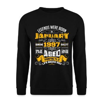 Legends wurden im Januar 1997 geboren - Unisex Pullover - Schwarz - Vorne - Alina (178cm) & Michal (187cm)