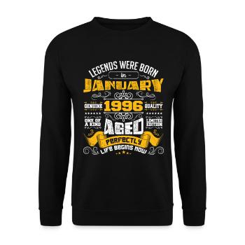 Legends were born in January 1996 - Unisex Sweatshirt - black - Front - Alina (178cm) & Michal (187cm)