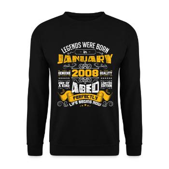 Legends were born in January 2008 - Unisex Sweatshirt - black - Front - Alina (178cm) & Michal (187cm)