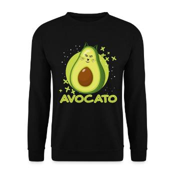 Avocato Mix aus Avocado und Katze für Vegetarier - Unisex Pullover - Schwarz - Vorne - Alina (178cm) & Michal (187cm)
