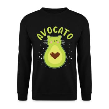 Avocato Mix aus Avocado und Katze für Vegetarier - Unisex Pullover - Schwarz - Vorne - Alina (178cm) & Michal (187cm)