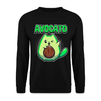 Avocato Mix aus Avocado und Katze für Vegetarier - Unisex Pullover - Schwarz - Vorne - Alina (178cm) & Michal (187cm)