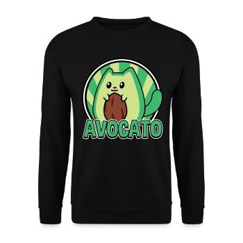 Avocato Mix aus Avocado und Katze für Vegetarier - Unisex Pullover - Schwarz - Vorne - Alina (178cm) & Michal (187cm)