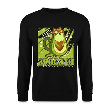 Avocato Mix aus Avocado und Katze für Vegetarier - Unisex Pullover - Schwarz - Vorne - Alina (178cm) & Michal (187cm)