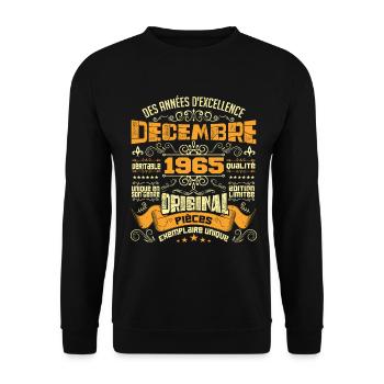 MILLÉSIME DÉCEMBRE 1965 ORIGINAL PIÈCES - Sweat-shirt Unisexe - noir - Devant - Alina (178cm) & Michal (187cm)